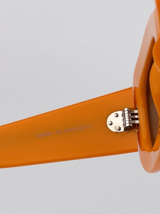 Celine CL40294I 42A “3 Dots” Rectangle Sunglasses – Glossy Orange / Grey main image 8